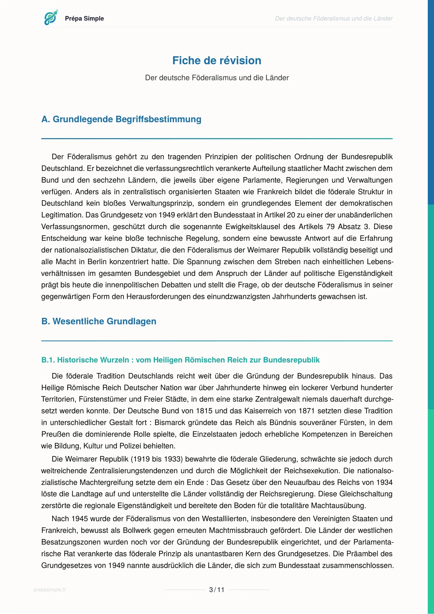Fédéralisme allemand - Allemand