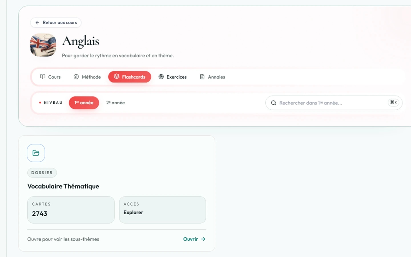 Flashcards d'anglais - Anglais